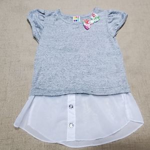 🚨5/$25🚨 Girls Grey Knit White Lace Causal Dress